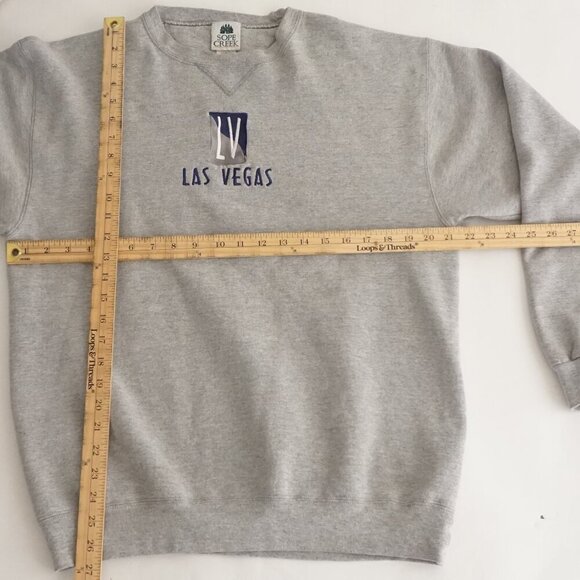 Vintage '90S Las Vegas Gray Heavyweight Cotton Crewneck Sweater L By Sope Creek - Picture 3 of 10